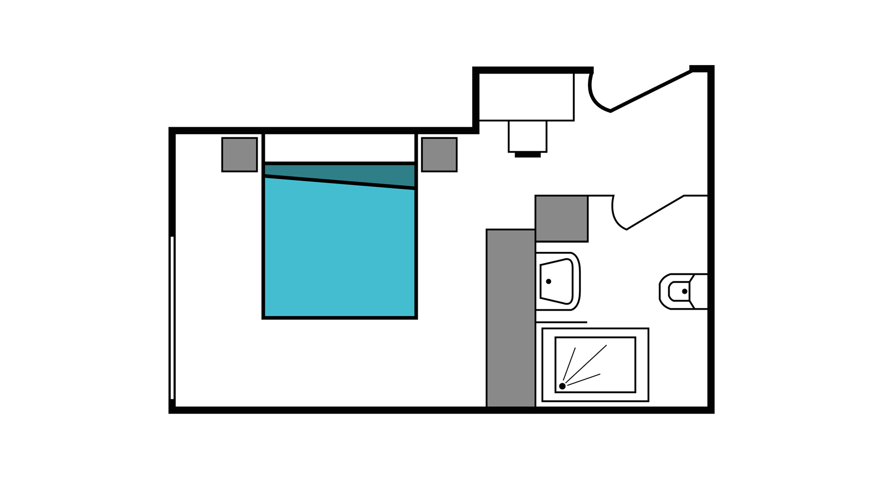 Plan type chambre de 2 personnes à Bandol