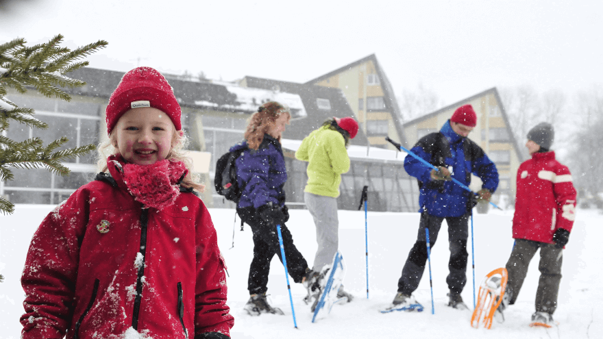Départ rando raquettes à neige
